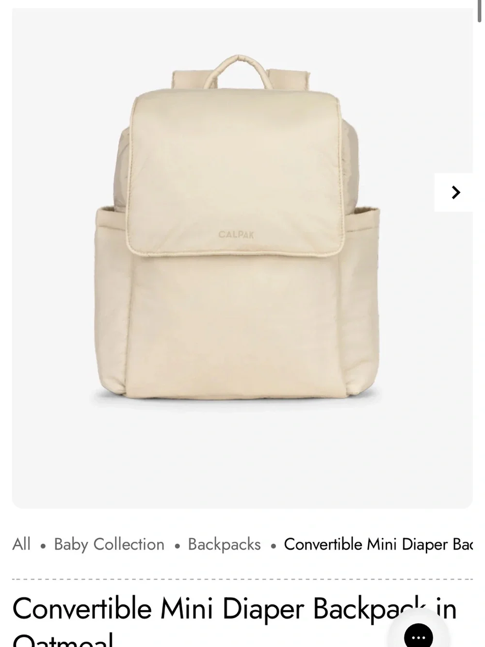 Calpak mini diaper back pack - oatmeal